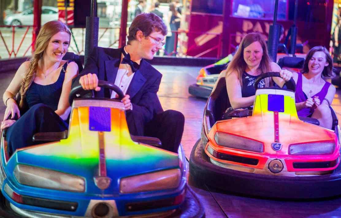 Students on dodgems