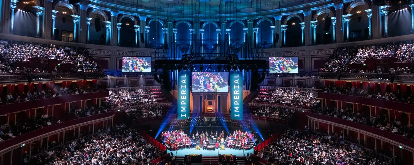 The Royal Albert Hall stage during a graduation ceremony