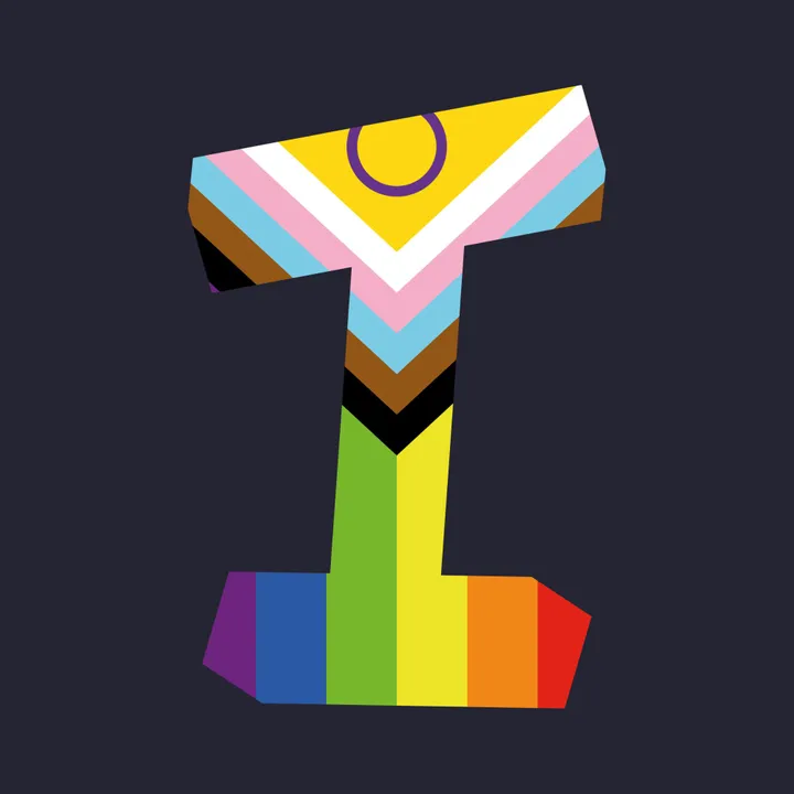 Creative I shape in intersex flag colours