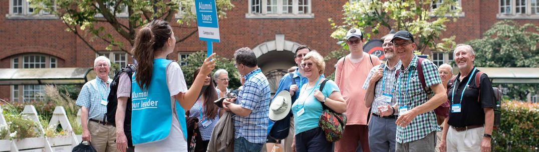 Graduates attending a campus tour as part of Alumni Weekend 2022