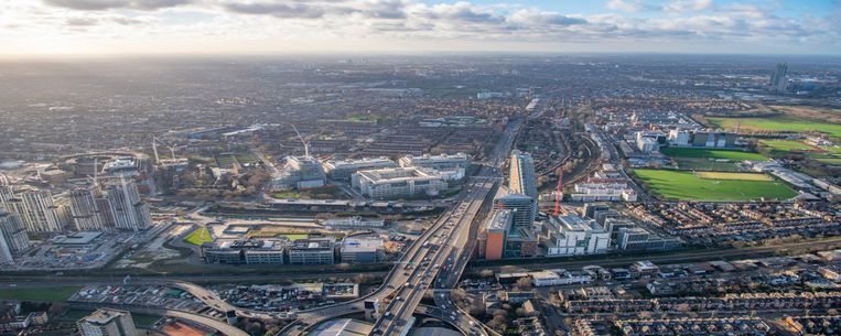 Birds eye view of white city