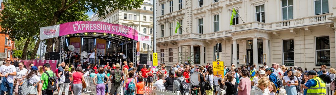 A photo of a stage at the Great Exhibition Road event.