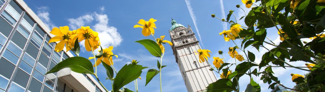 The Queen's Tower surrounded by flowers