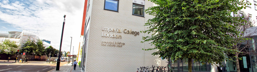 Outside Woodward Buildings showing the building facade with Imperial College London