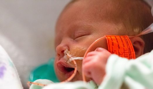 Newborn baby, oral feeding tube