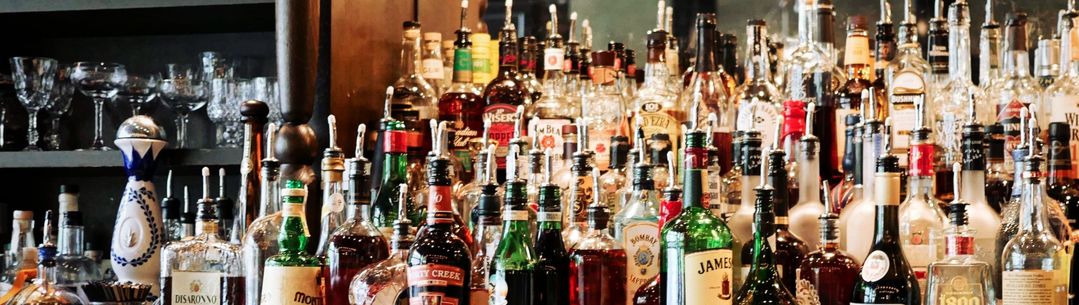 Bottles behind a bar