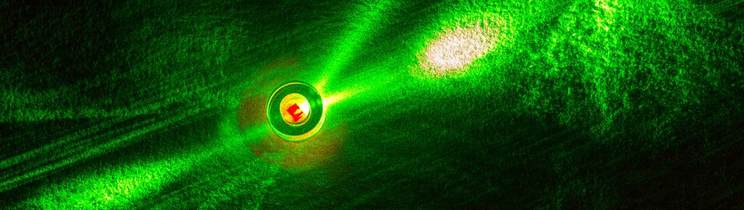 An image of a maser emitting a green light