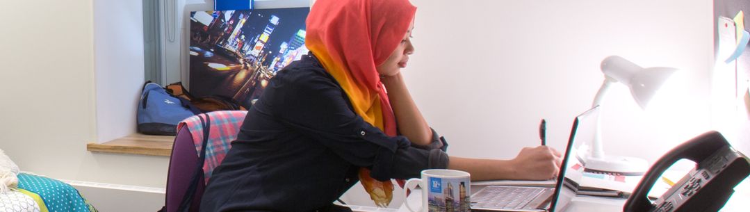 A woman working at a desk