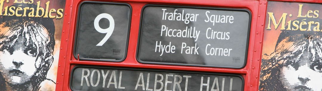 Front advertisement of a London bus