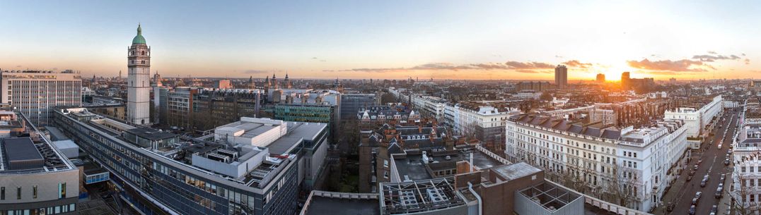 Queen's Tower at dusk panorama