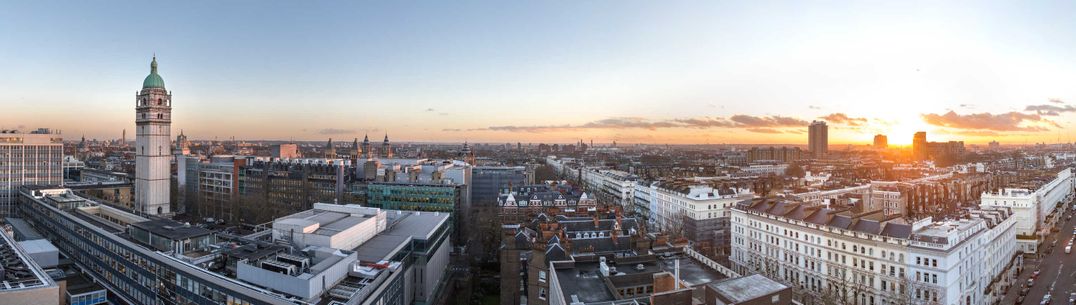 Queen's Tower at dusk panorama