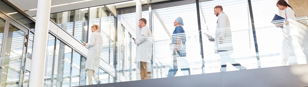 An image of medical staff walking