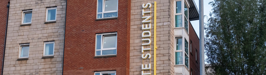 photo of outside of building of student flats