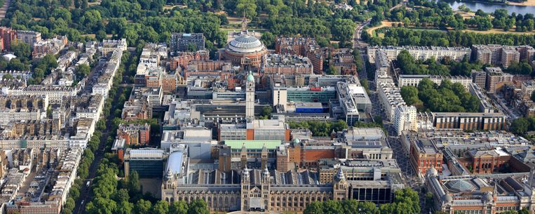 An aerial view of Imperial's South Kensington campus and Albertopolis