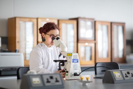 Student in biological sciences laboratory