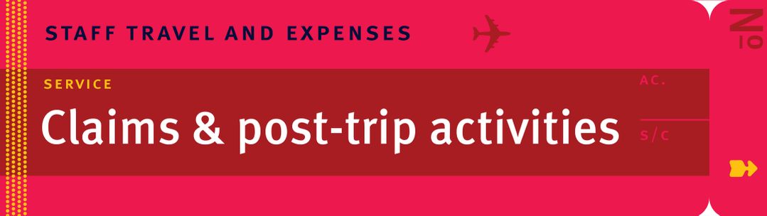 Claims and post trip activities red graphic banner