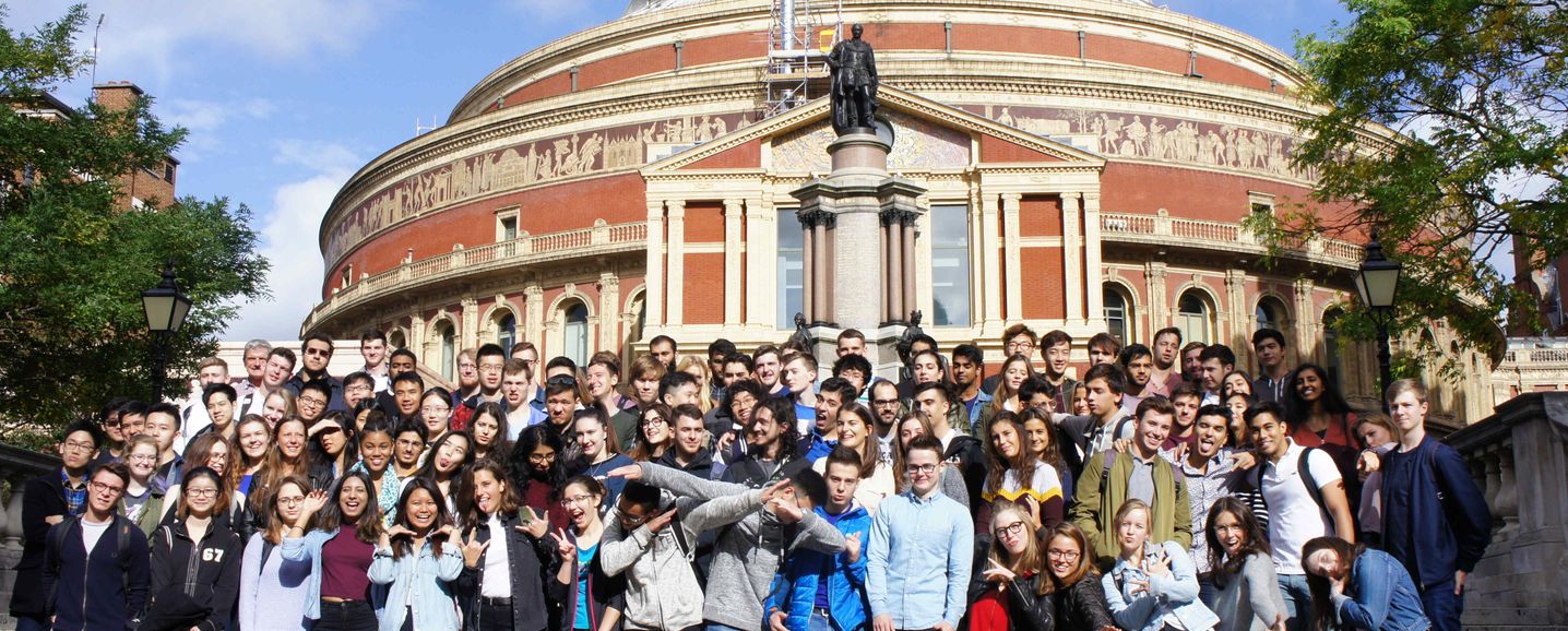 Students outside the Royal Albert Hall