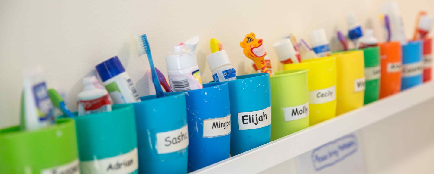 Our 3 to 5 years olds are used to brushing their teeth after lunch as part of their daily routine 