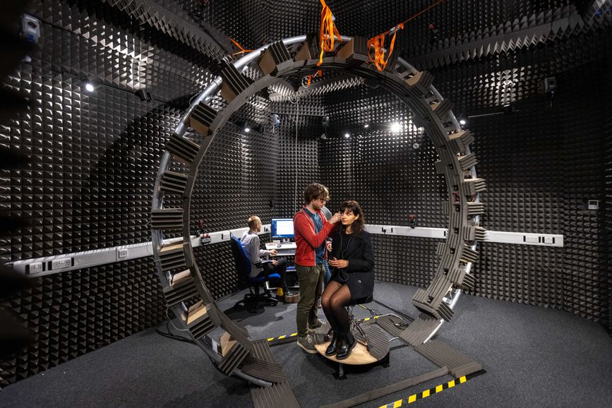 Researchers working in the Audio Experience Lab