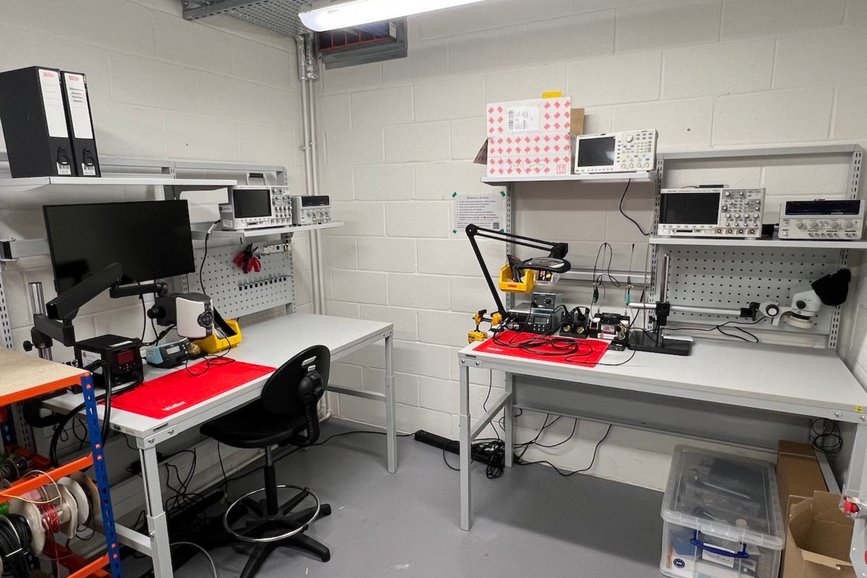 electronics lab in the basement of the Dyson building, mechatronics lab