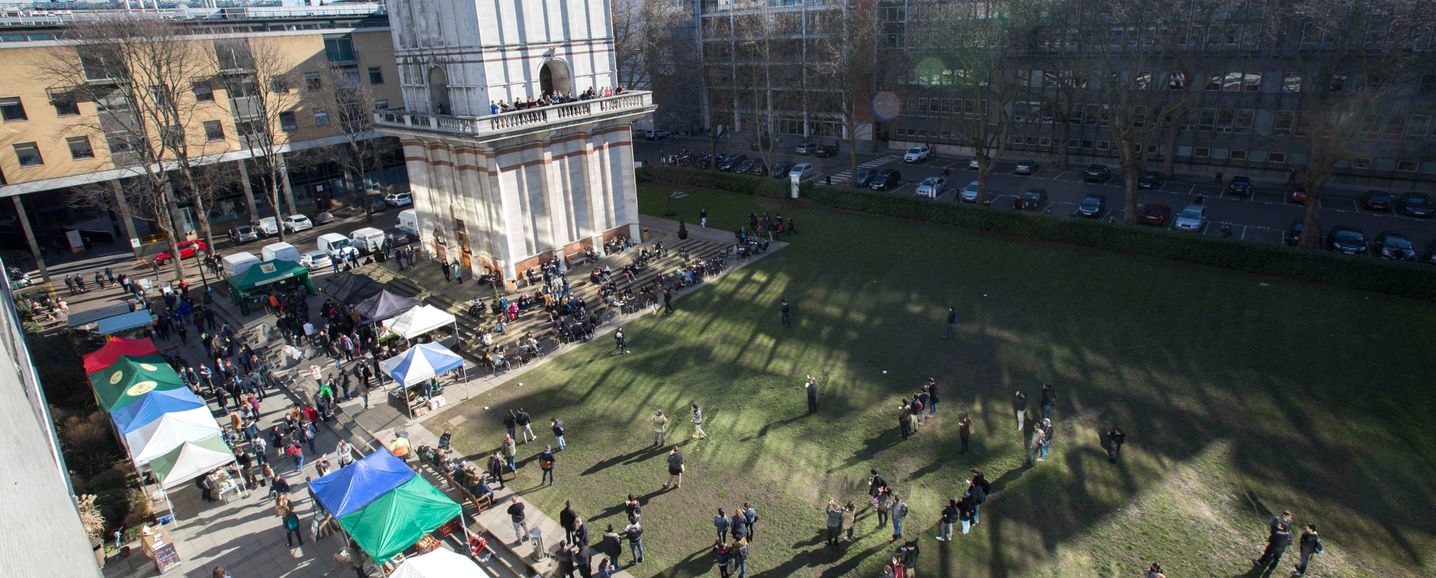 Areal view of the Queen's Lawn