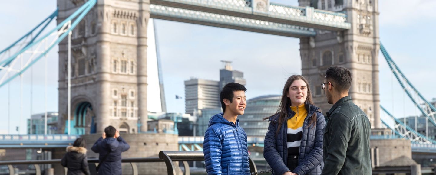 Students walking on the Southbank in London