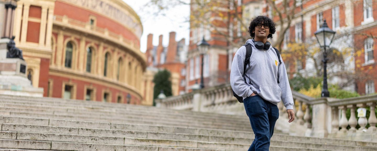 Student walking on campus