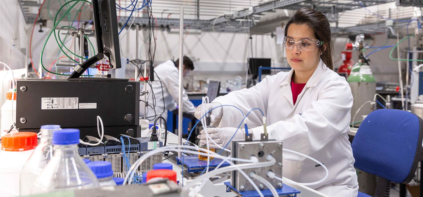 Female scientist testing samples in a lab