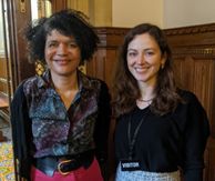 UK DRI Researchers smiles for photo with MP