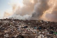 A burning rubbish heap