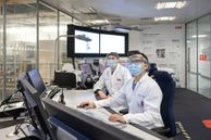 Senior Teaching Fellow Dr Colin Hale and Dr Wenqian Chen in the Carbon Capture Pilot Plant at the South Kensington Campus