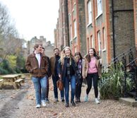 Students outside Evelyn Gardens