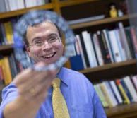 Professor Erich Muller with molecule display