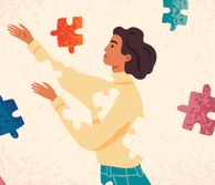 An image of a person with jigsaw pieces