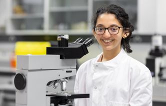 A woman working in a laboratory