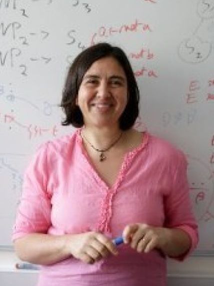Francesca Toni in front of a whiteboard