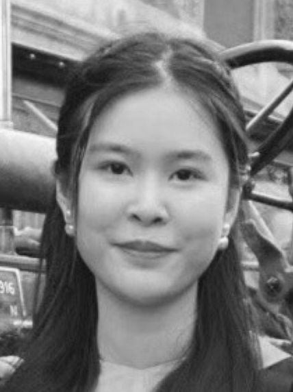 black and white cropped headshot of woman