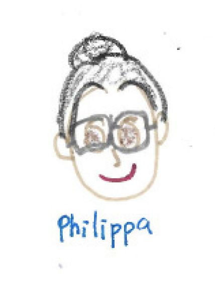 Cartoon drawing of Philippa Gardner