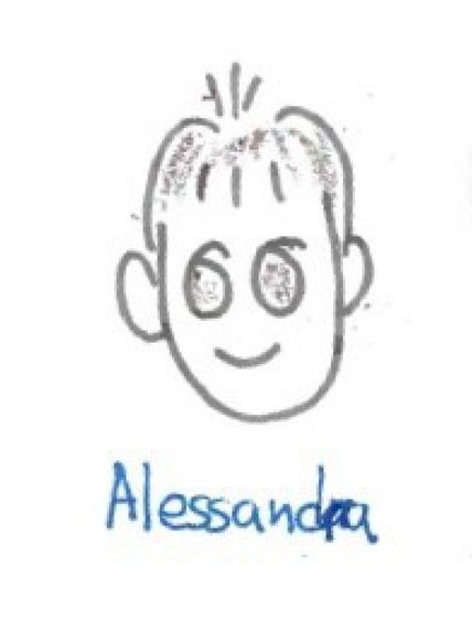 Cartoon drawing of Alessandra Russo