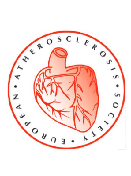 Logo of the European Atherosclerosis Society . A red heart in red circle. 