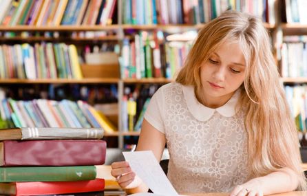 Student reading a book