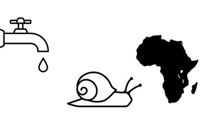 Icons of a tap, a snail and the African continent