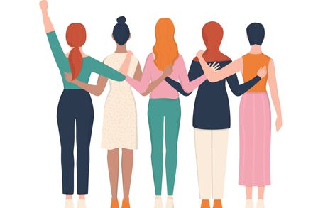 Illustration of several women with their arms around each other