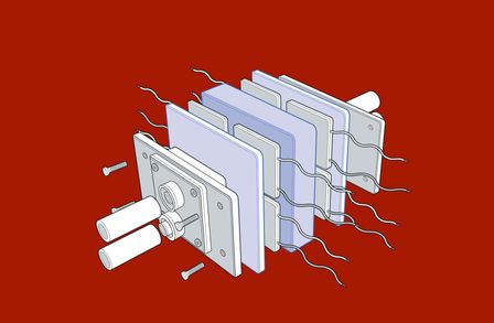 Illustration of the parts of a battery rig