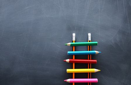 A ladder of coloured pencils