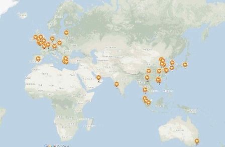 Distribution of student participants on world map