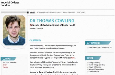 Dr Thomas Cowling's PWP page