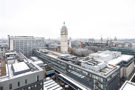 View of south Kensington campus and queens tower with snow