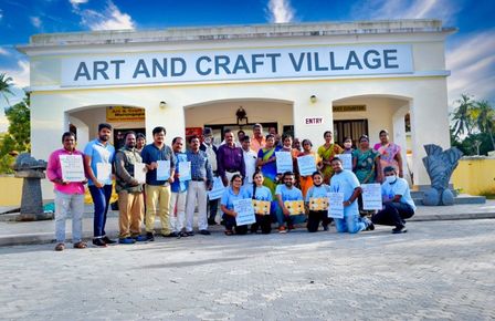 The team outside of art and craft village, after hosting an AMR awareness event