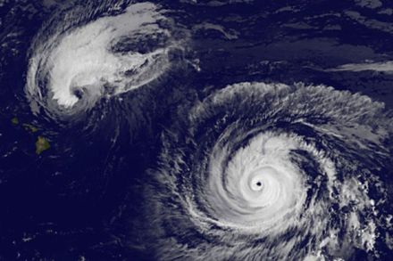 aerial view of Four Tropical Cyclones Across the Entire Pacific Ocean